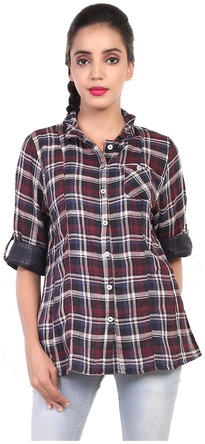 

Goodwill Women Grey Checked Regular Fit Shirt