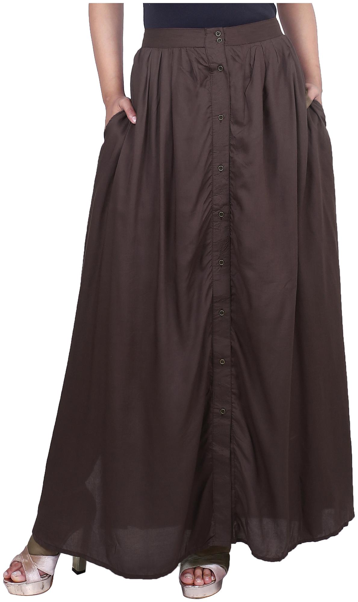 

Goodwill Solid A-line skirt Maxi Skirt - Brown