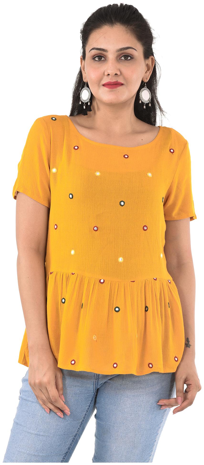 

Goodwill Women Embellished Regular top - Yellow
