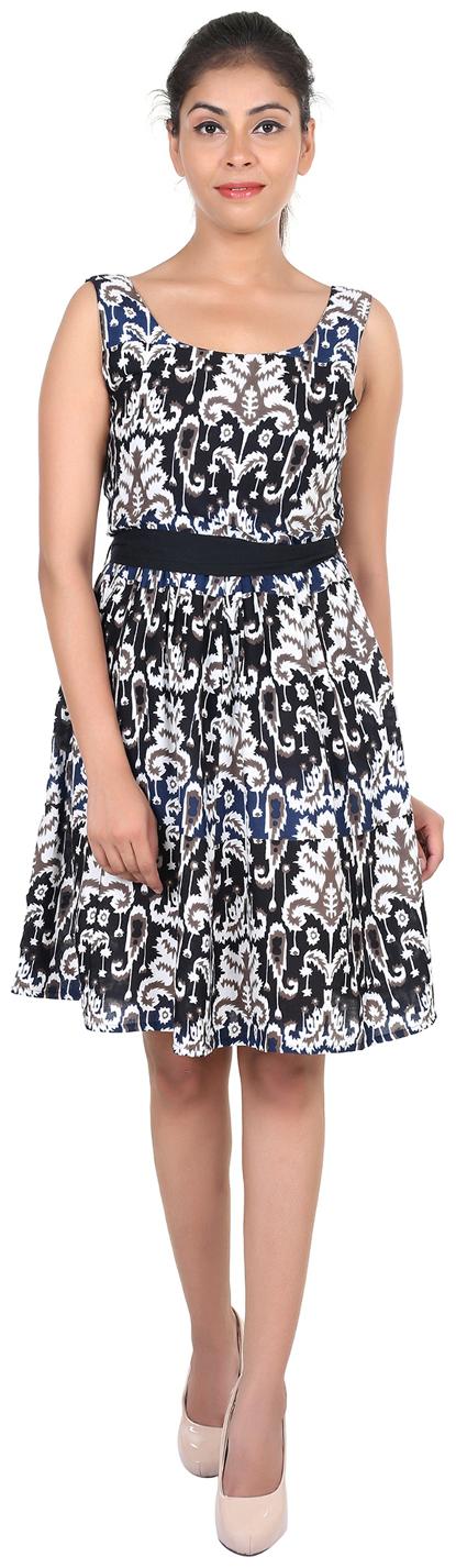 

Goodwill Black Printed Fit flare dress