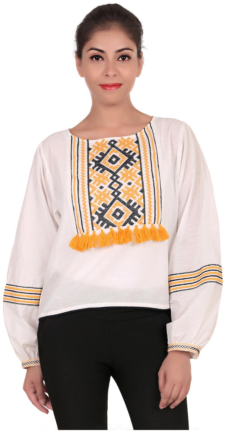 

GOODWILL Women s Casual Embroidered White Top