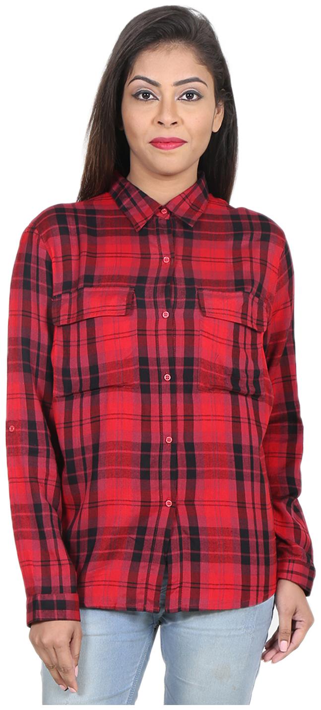 

Goodwill Women Red Checked Regular Fit Shirt