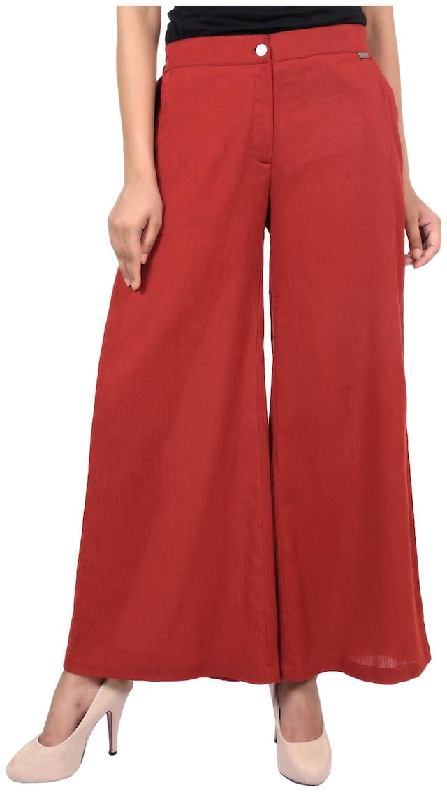 GOODWILL Women's Casual Solid Maroon Palazzo