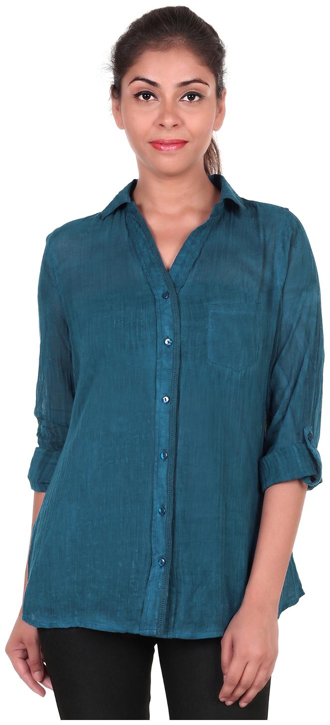 

Goodwill Women Blue Solid Regular Fit Shirt