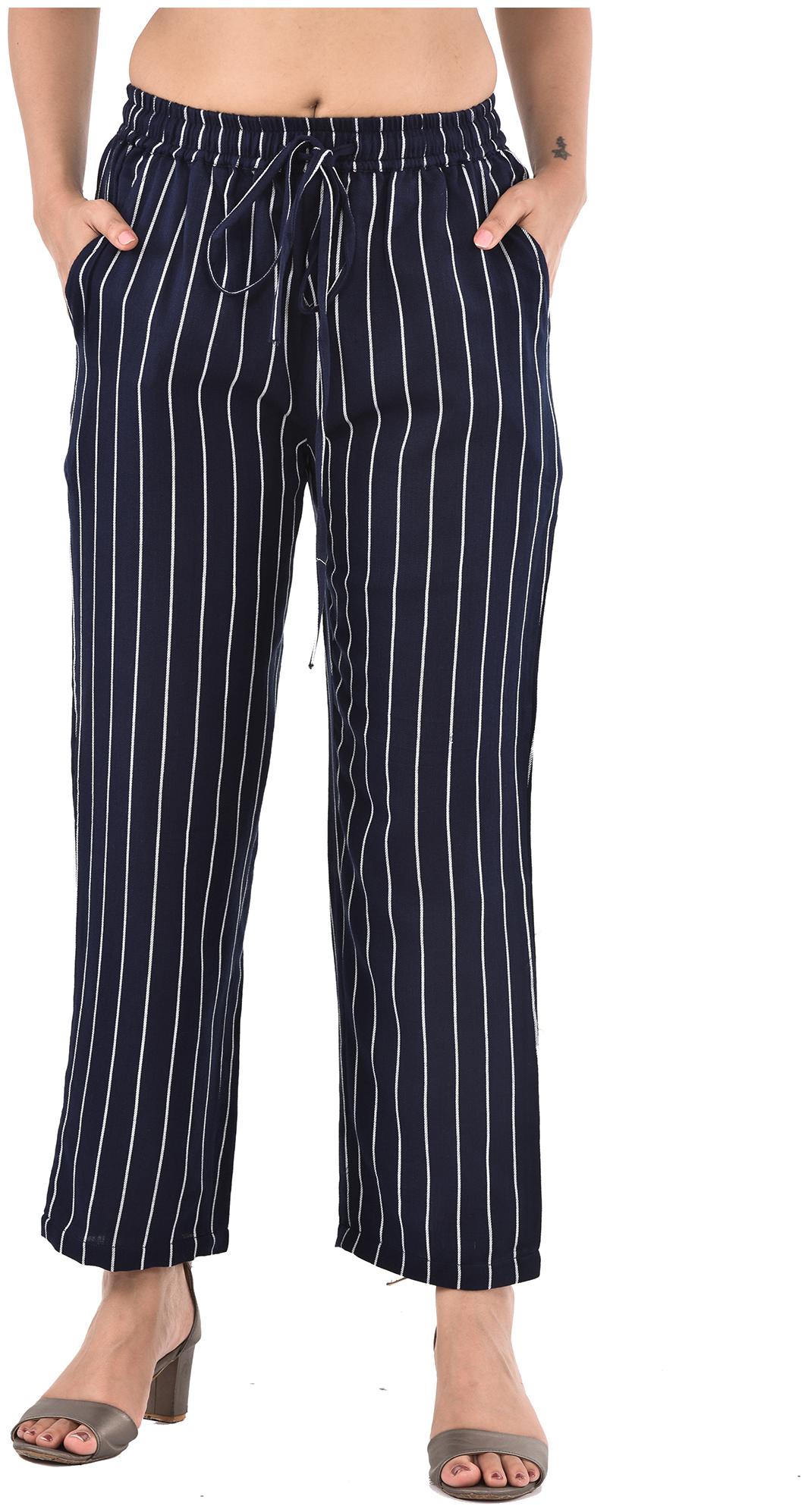 

Goodwill Women Viscose Rayon Striped Regular Navy Blue