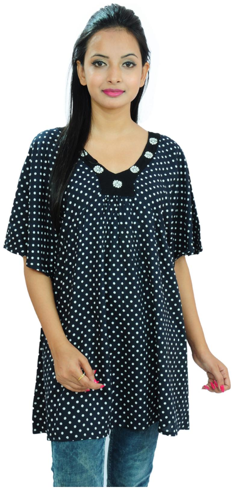

GOODWILL Women s Casual wear Black Rayon Half Sleeve Top