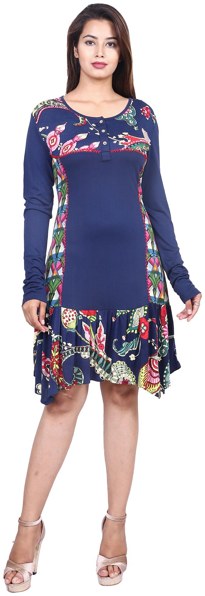 

Goodwill Blue Printed A-line dress