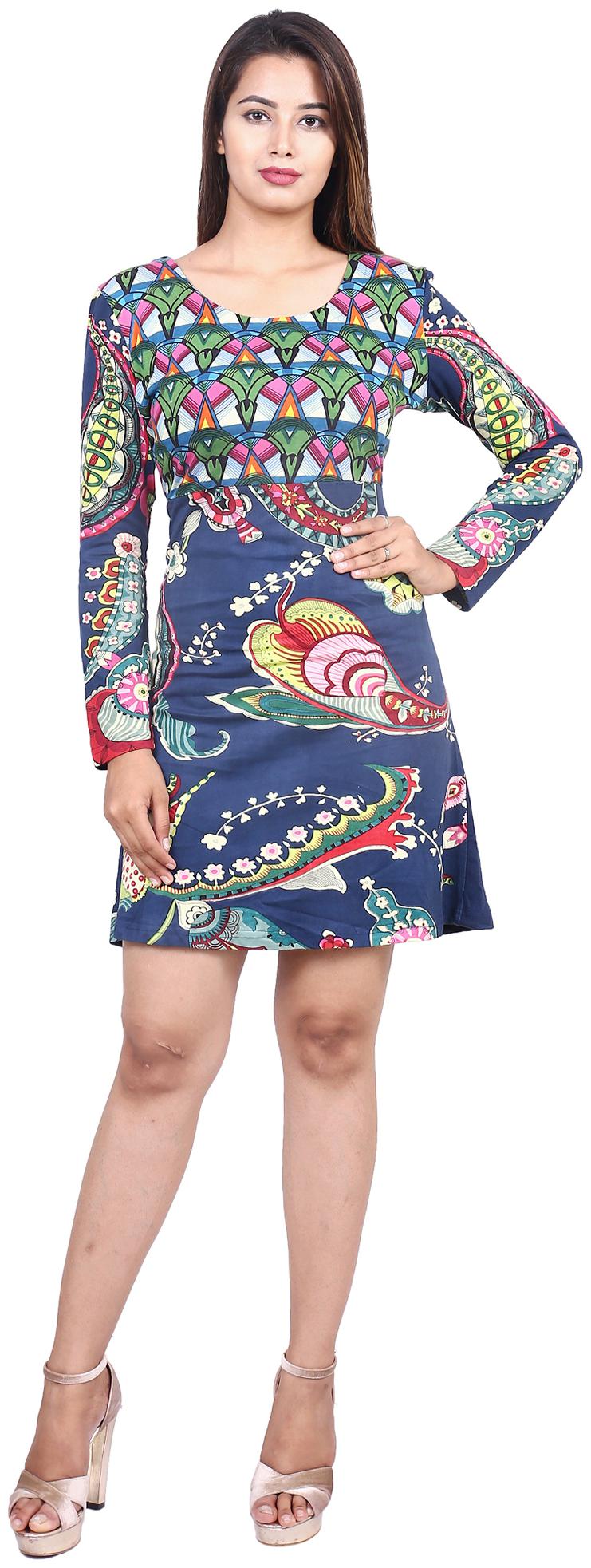 

Goodwill Blue Printed A-line dress