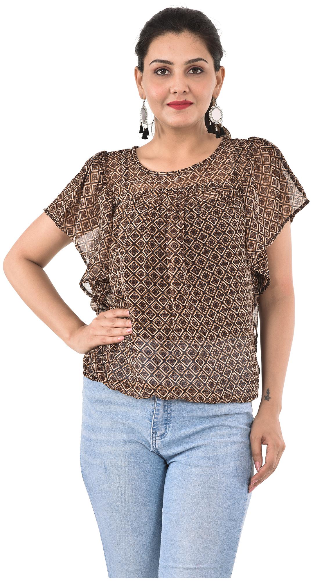 

Goodwill Women Georgette Geometric Copper Regular Top