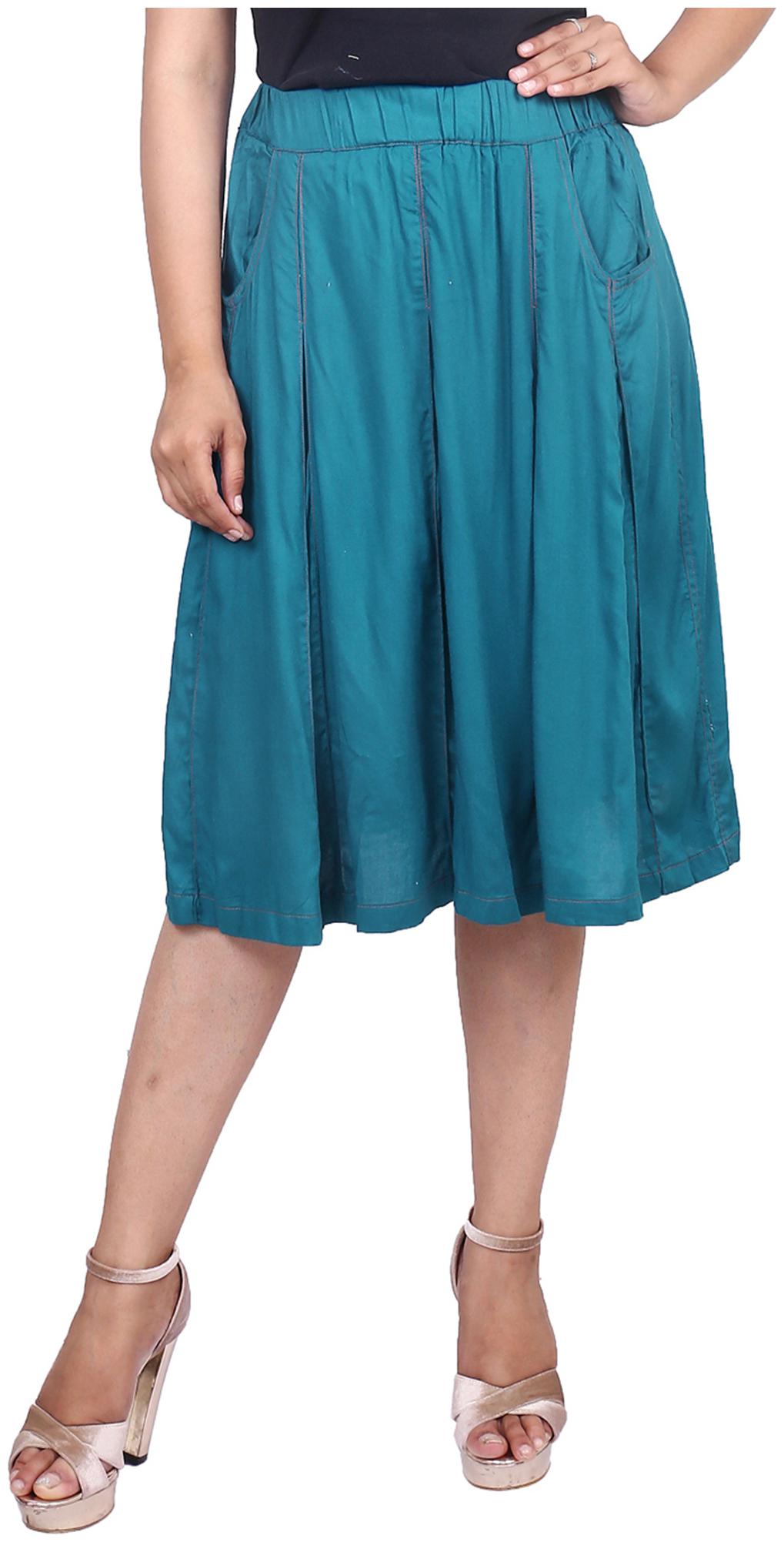 

Goodwill Solid Flared skirt Midi Skirt - Blue