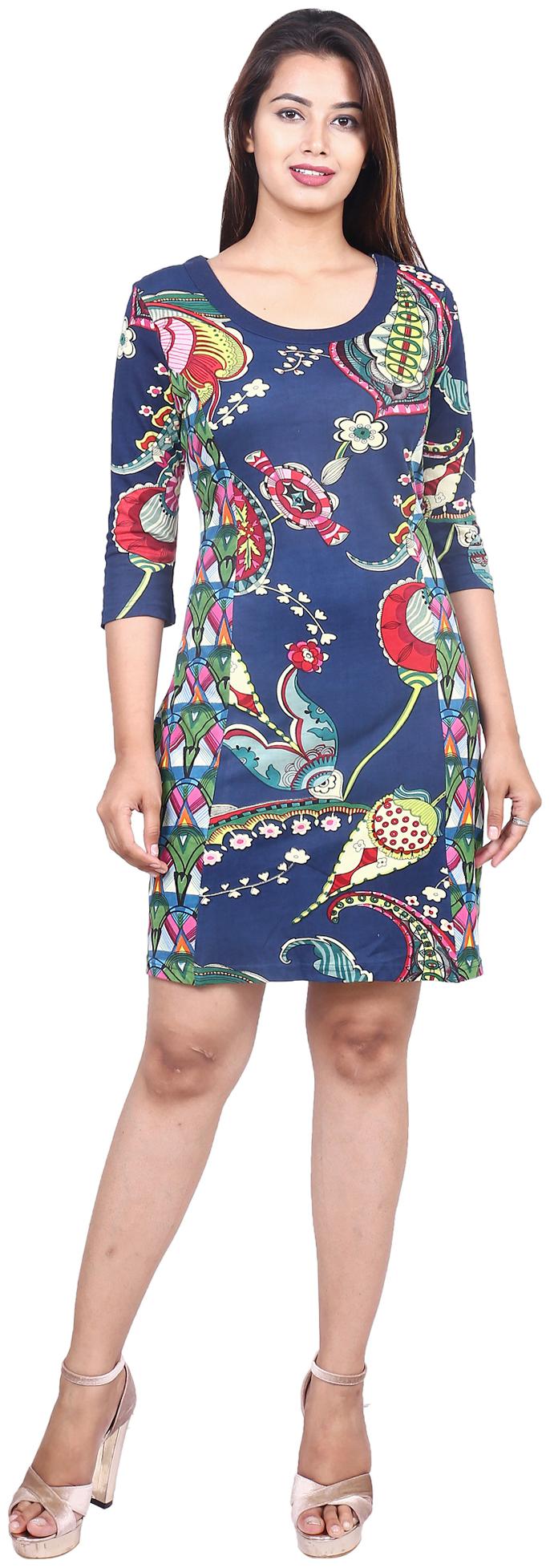 

Goodwill Blue Printed A-line dress