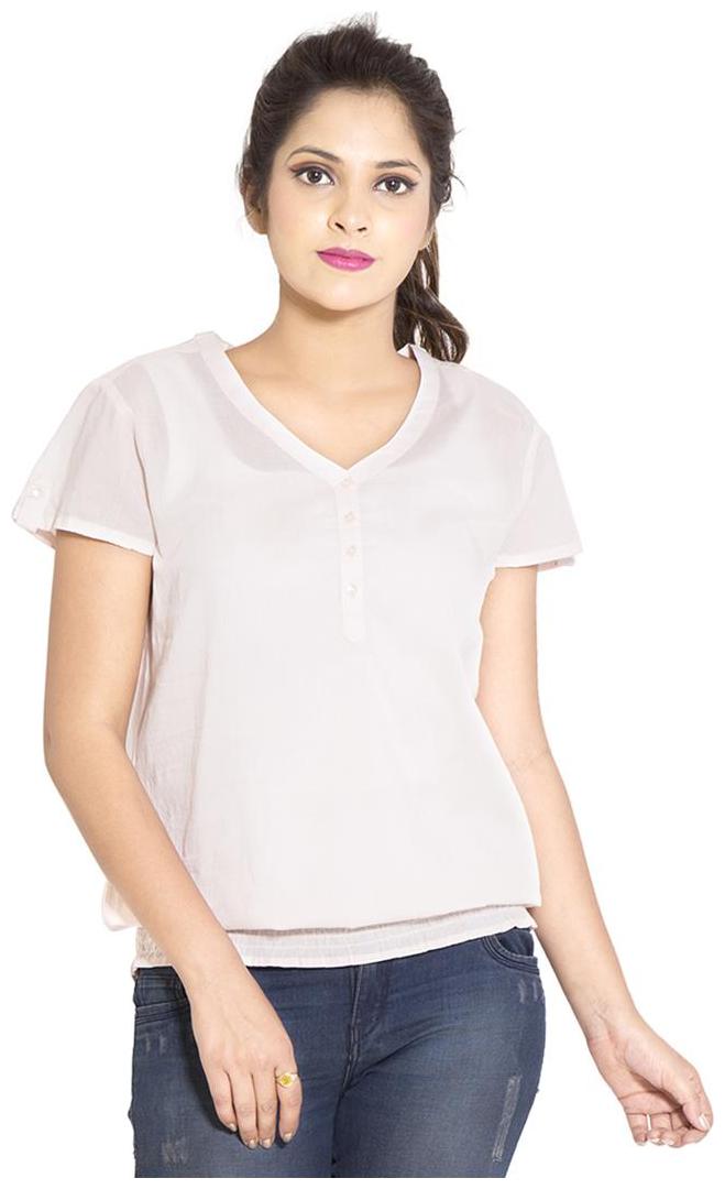 

GOODWILL Women s Casual Wear Pink Cotton Top
