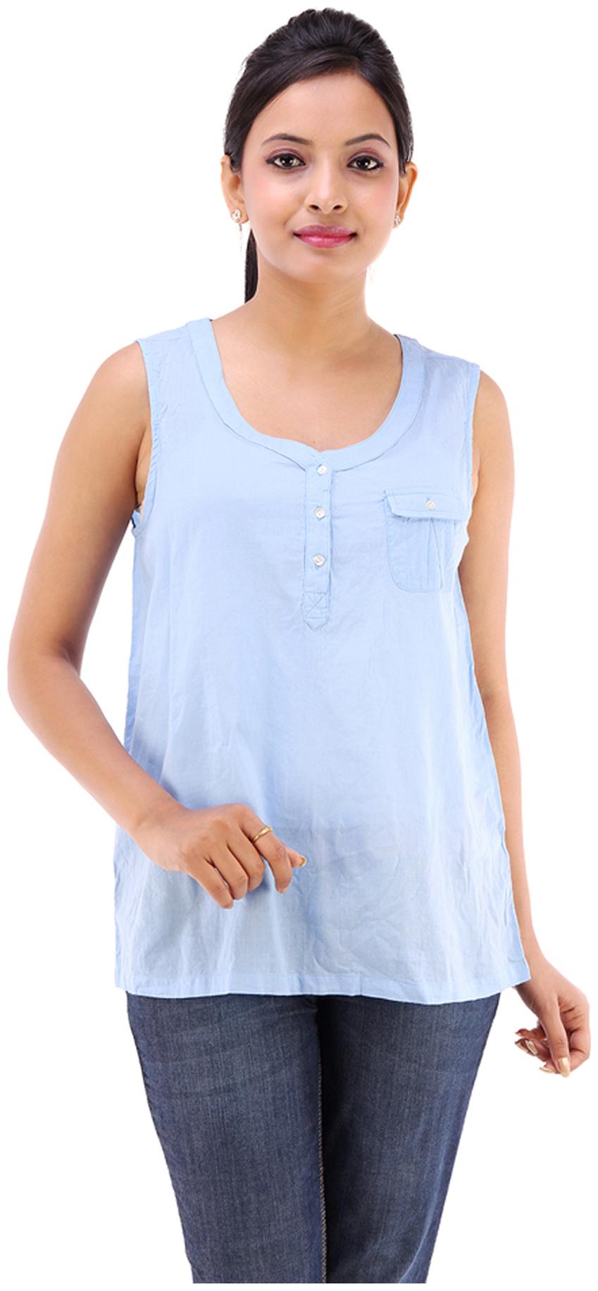 

GOODWILL Women s Casual Wear Blue Cotton Top