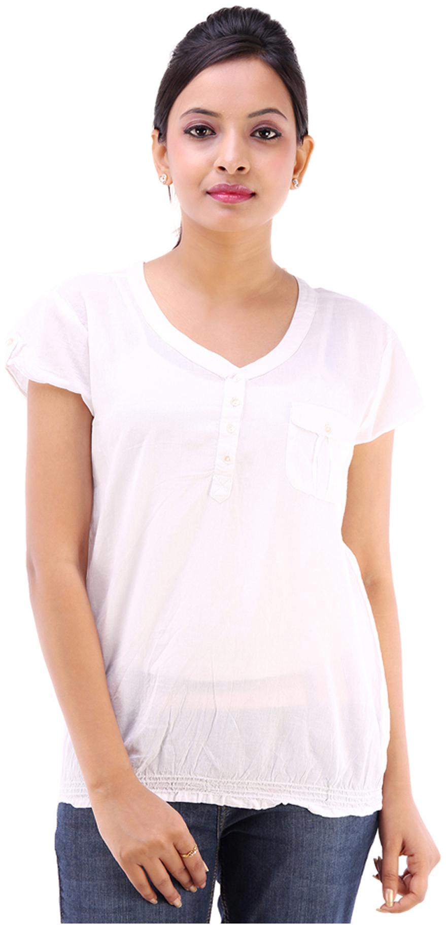 

GOODWILL Women s Casual Wear White Cotton Top
