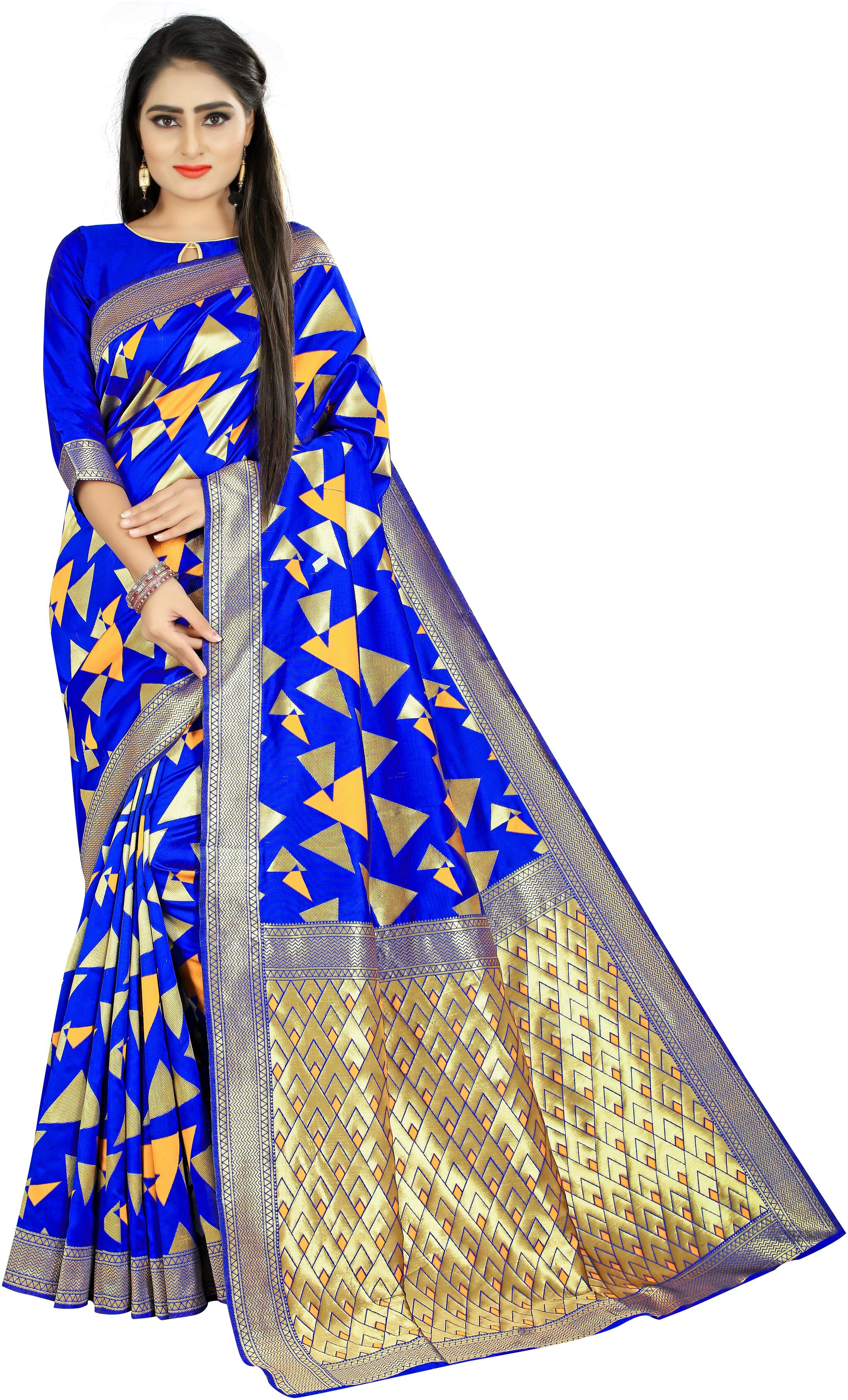 

Googlee Women Silk Designer Saree -Blue