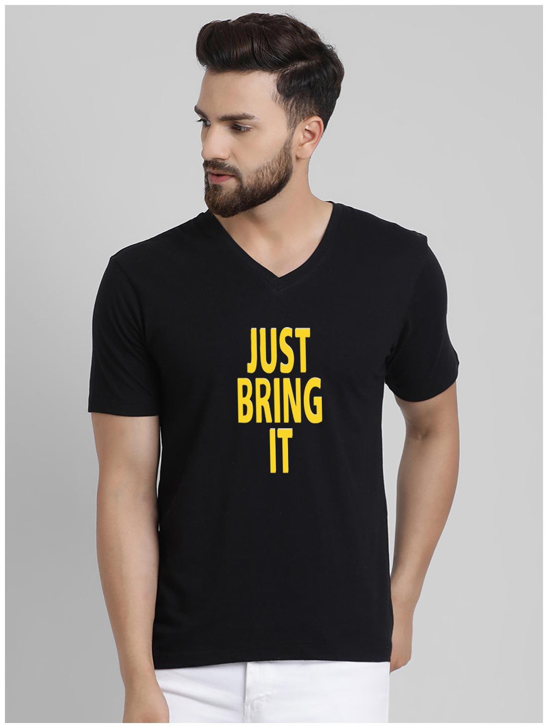 

GRACIT Men Black Regular fit Cotton V neck T-Shirt - Pack Of 1
