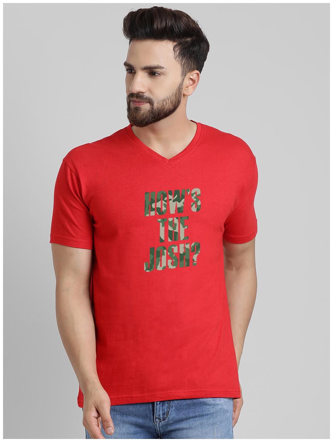 

GRACIT Men Red Regular fit Cotton V neck T-Shirt - Pack Of 1