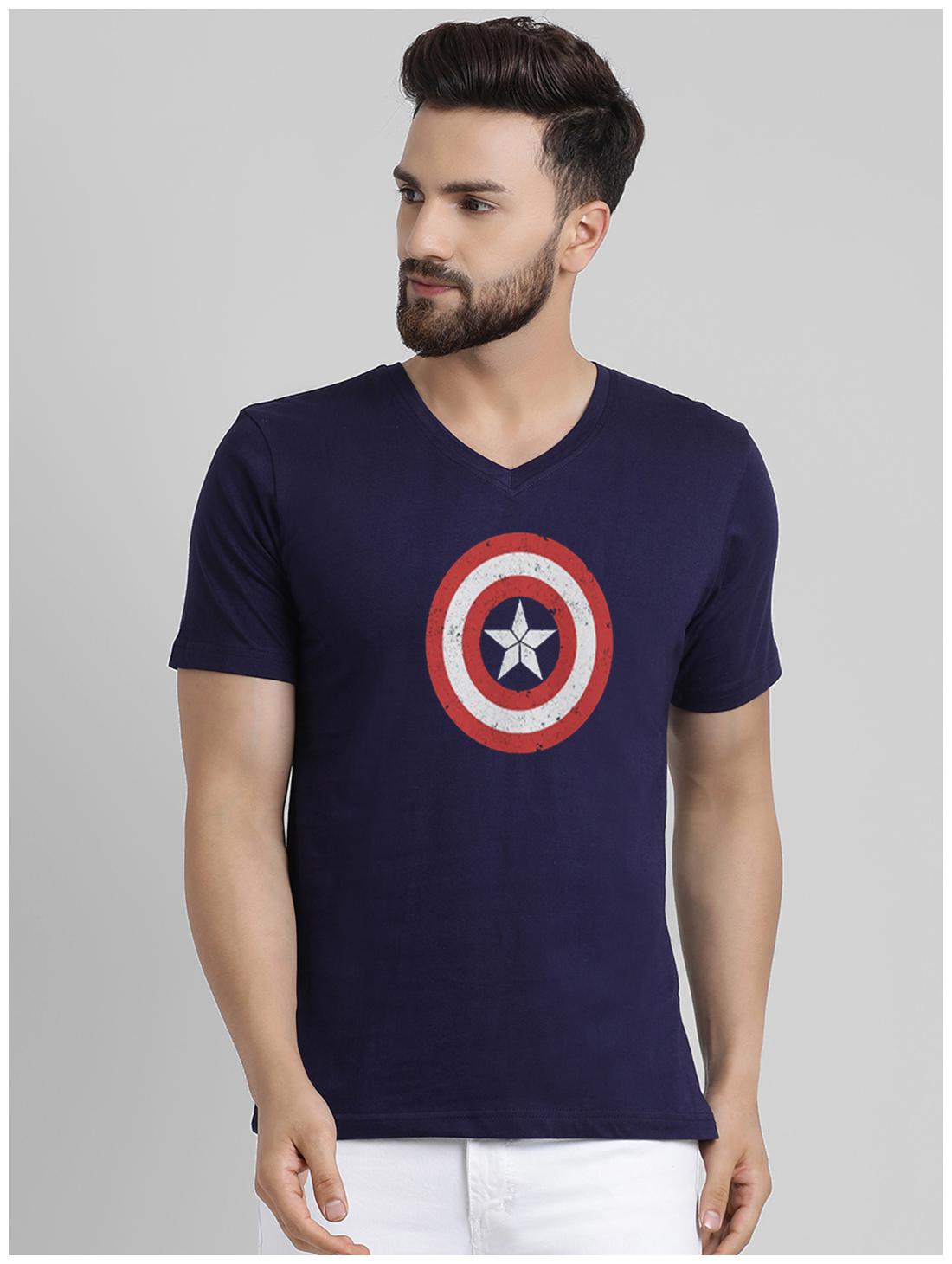 

GRACIT Men Navy blue Regular fit Cotton V neck T-Shirt - Pack Of 1