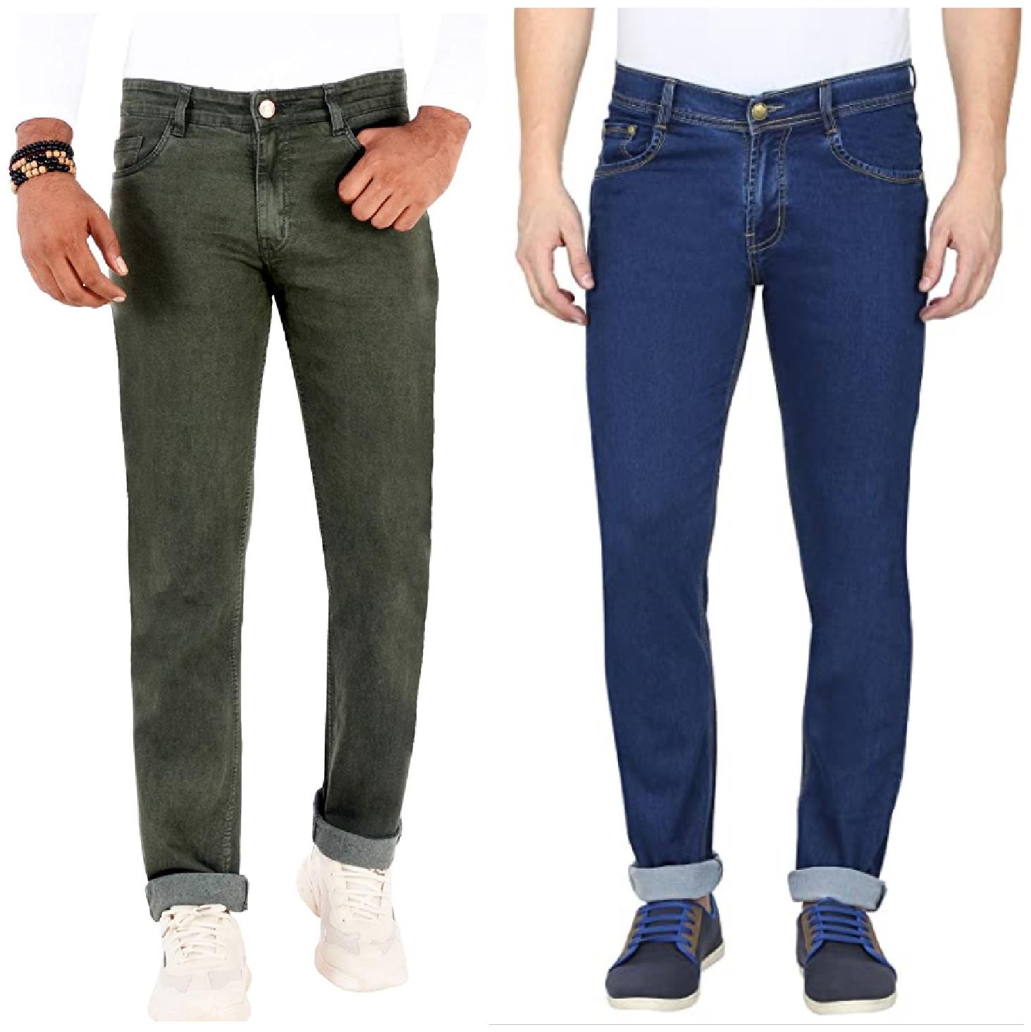 

GRADELY Men Blue Green Regular Fit Jeans