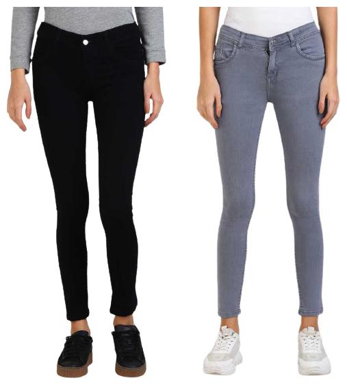 

GRADELY Women Black Grey Skinny fit Jeans