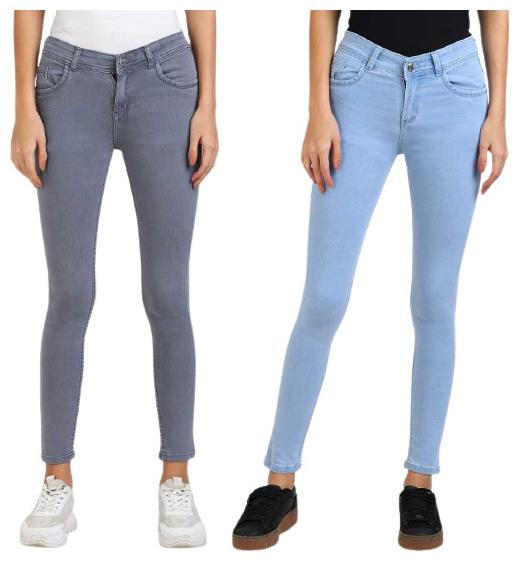 

GRADELY Women Grey Blue Skinny fit Jeans