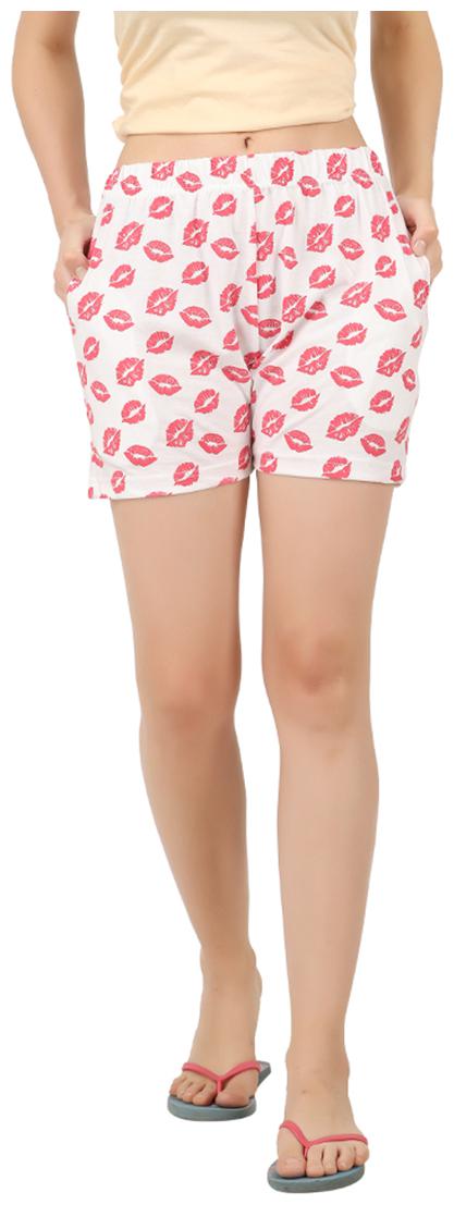 

HOTFITS Women Printed Regular shorts - White