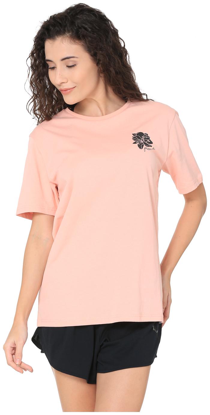 

Puma Women Pink Regular fit Round neck Cotton T shirt
