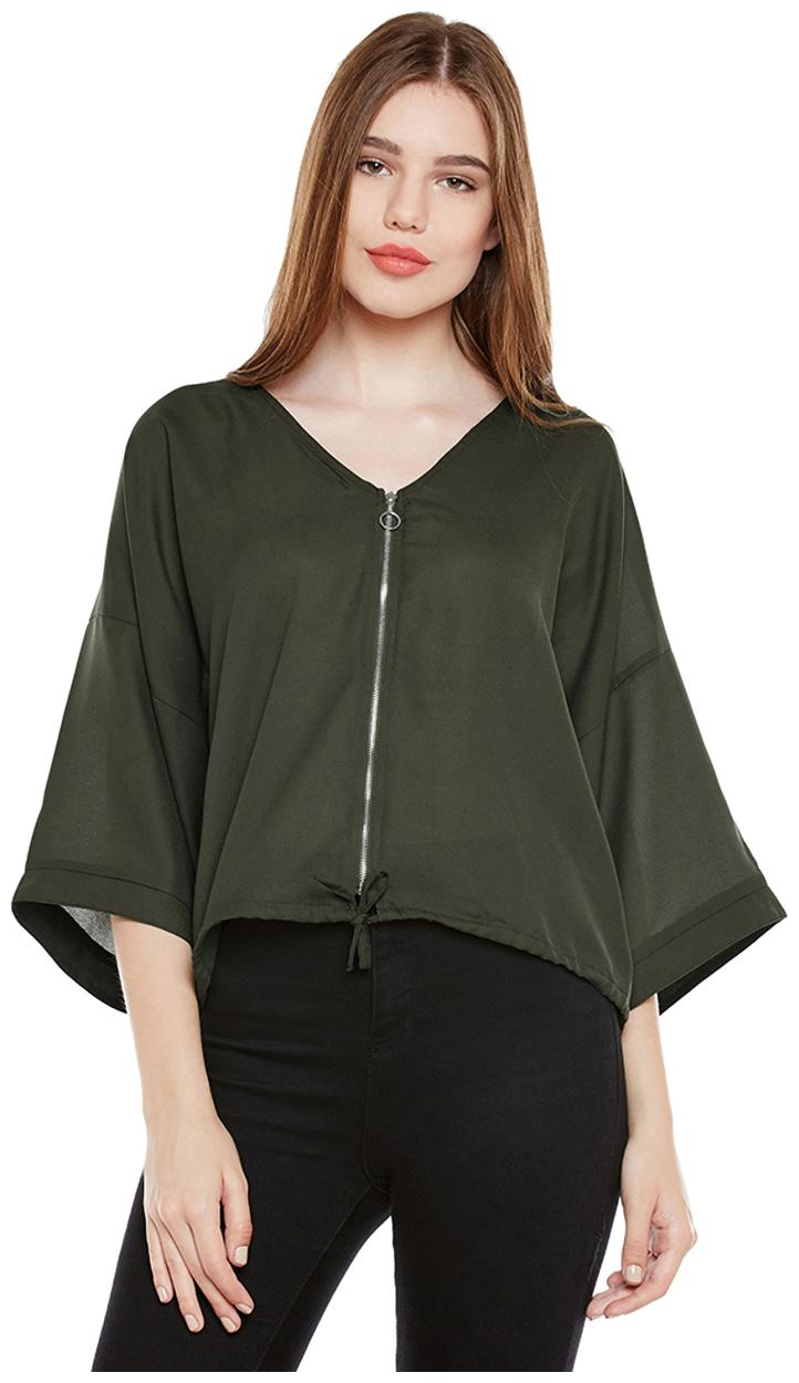 

Oxolloxo Women Solid Regular Jacket - Green