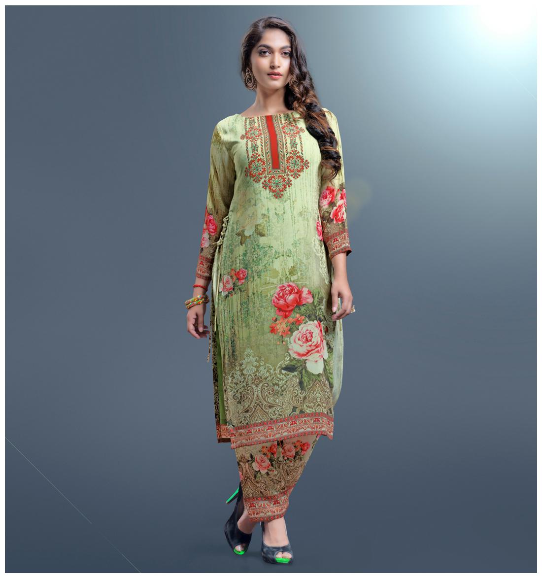 

Admyrin Green Georgette Kurta With Pant