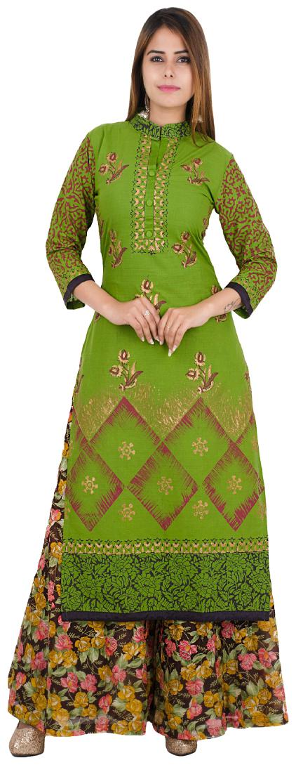 

Zoeyam s Women Green Floral Straight Kurta