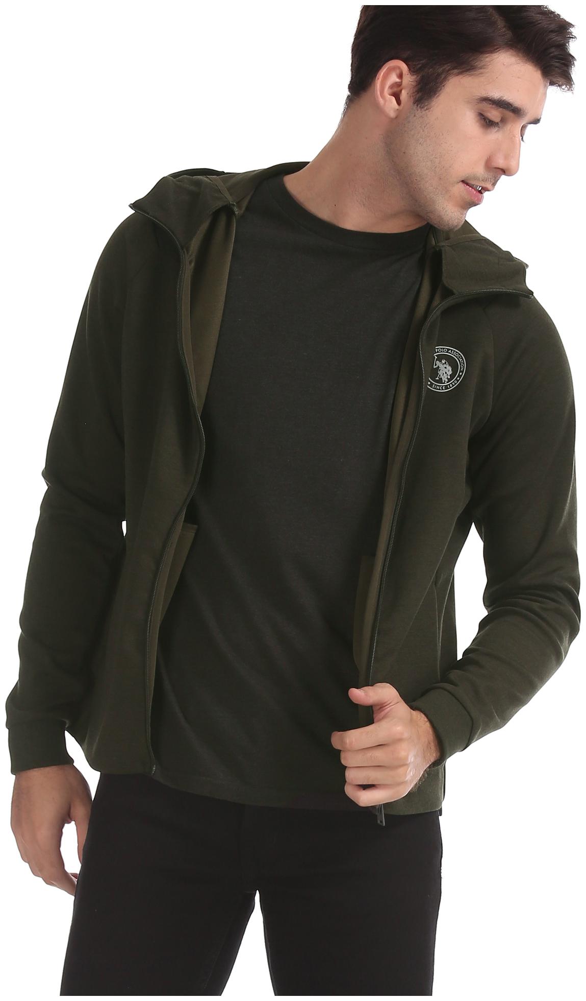 

U S Polo Assn Men Green Hooded Sweatshirt