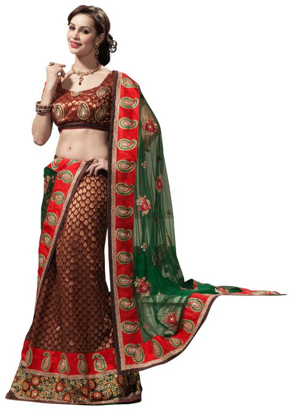 

Green Maroon Banarsi Lehenga Choli Dupatta Fabric Only LC181