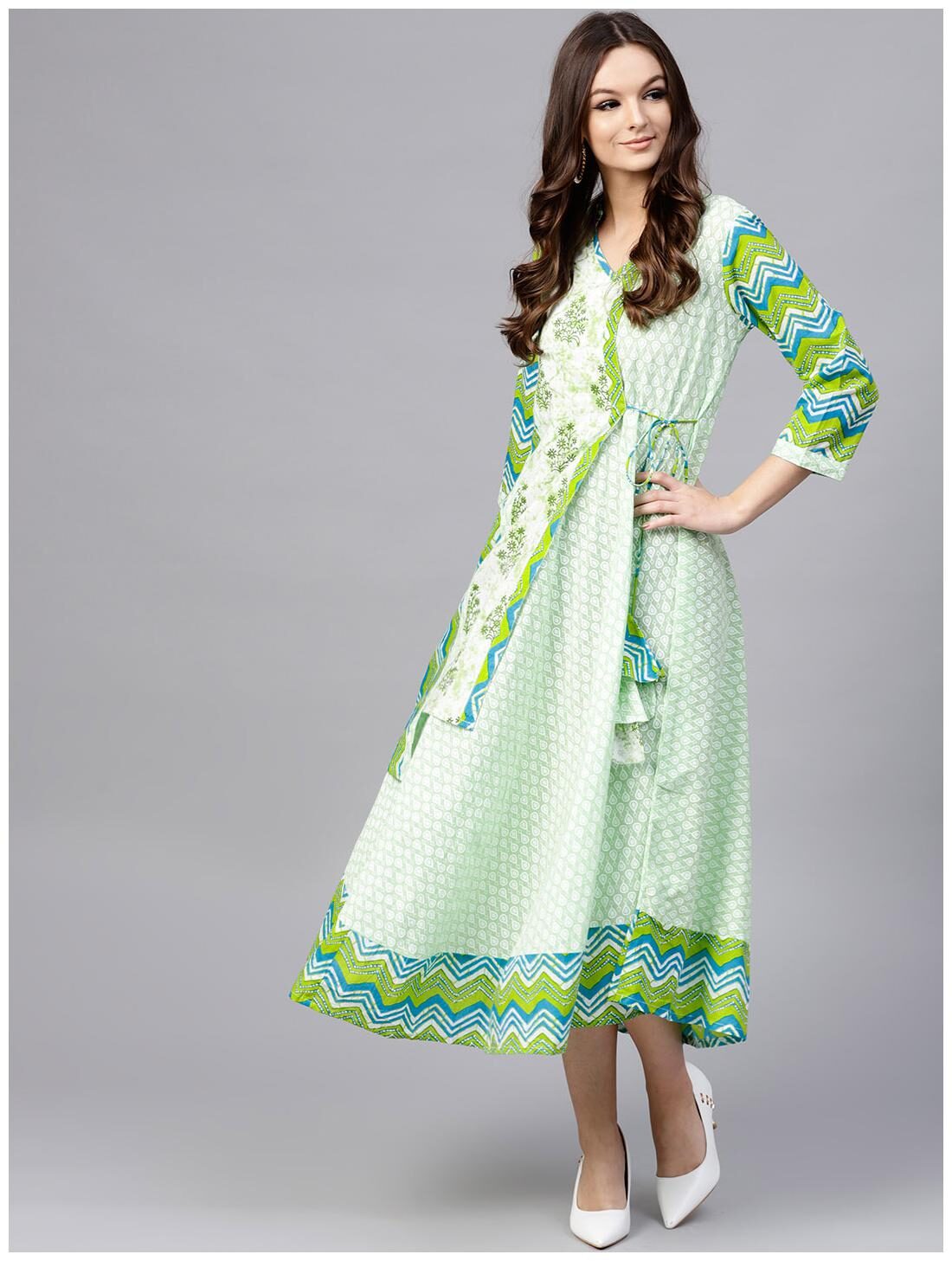 

AASI- HOUSE OF NAYO Green Printed Maxi dress