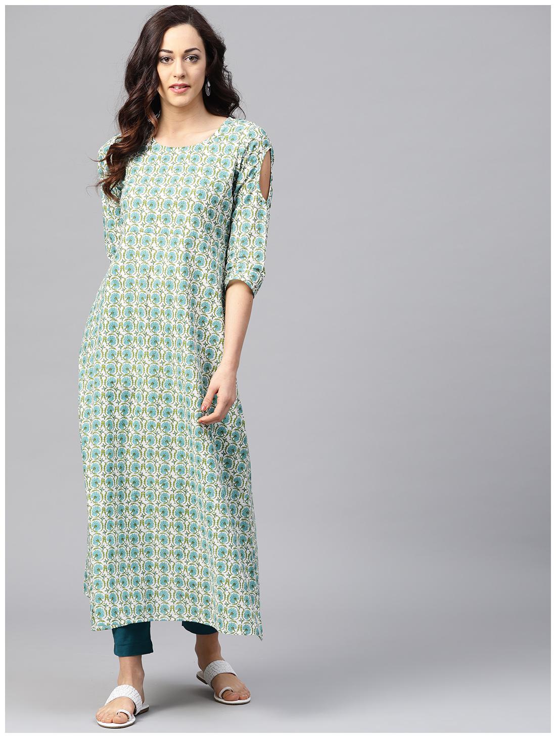 

AASI- HOUSE OF NAYO Green Printed Maxi dress