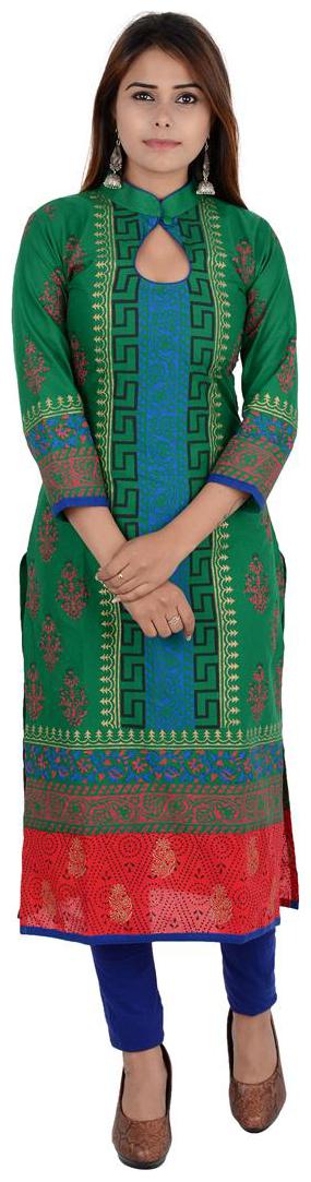 

Zoeyam s Women Green Printed Straight Kurta