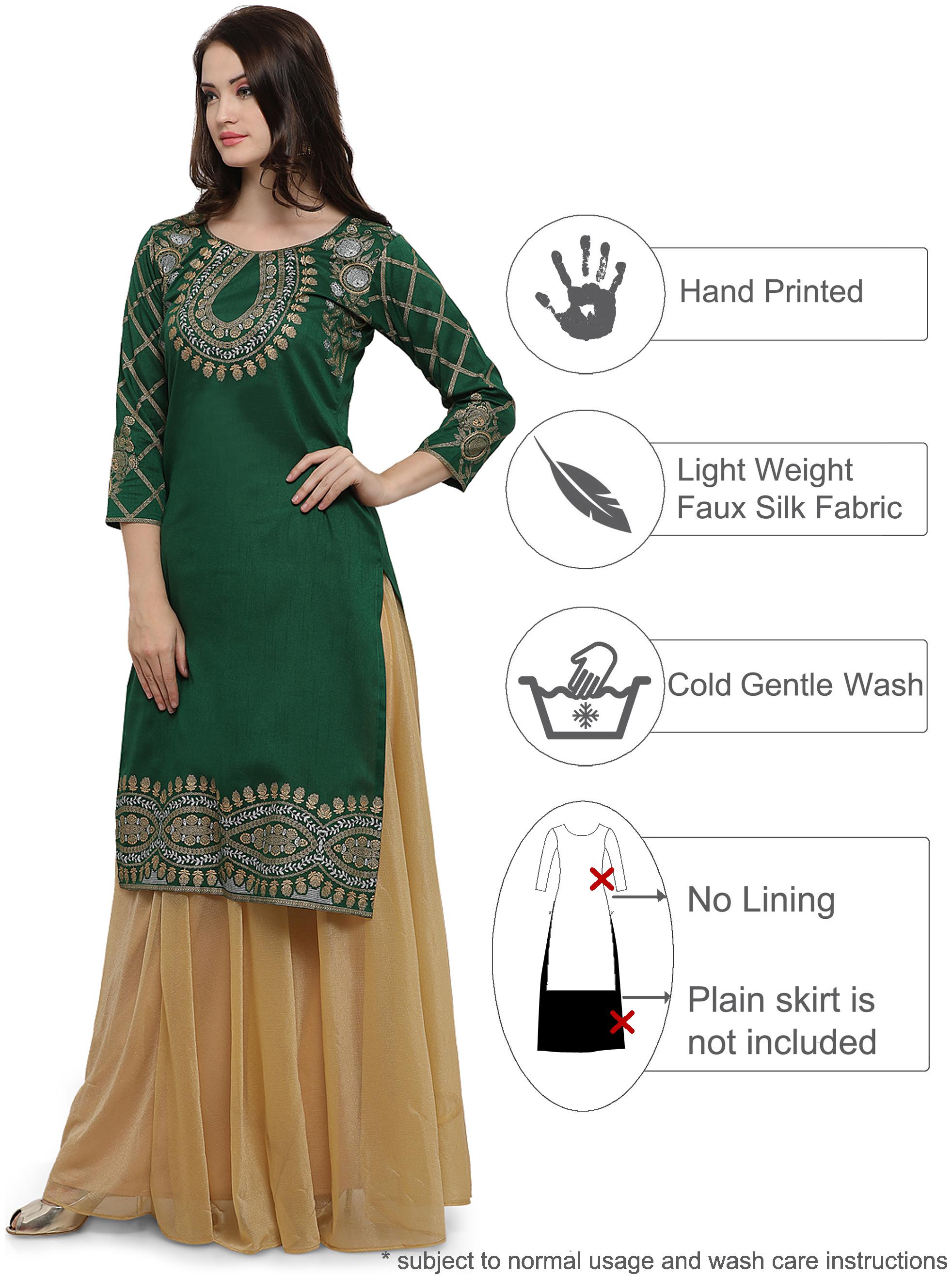 

Ahalyaa Women Green Printed Straight Kurta