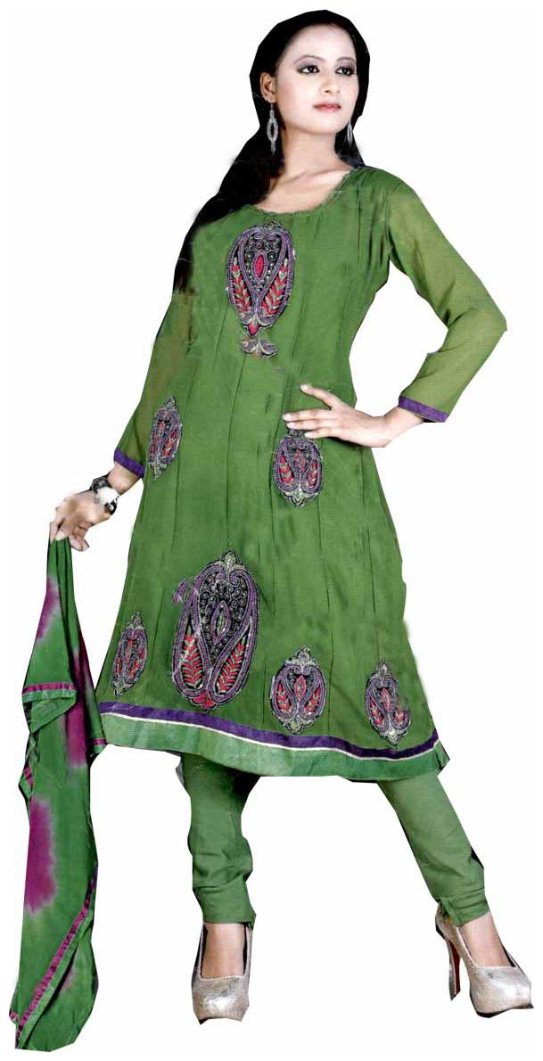 

GreenViji Georgette Embroidered Salwar Suit Dupatta Material (Un-stitched)