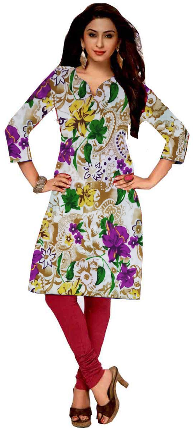 

GreenViji Womens Girls Multicolor Cotton Printed Straight UnStiched Kutri Top Dress Material