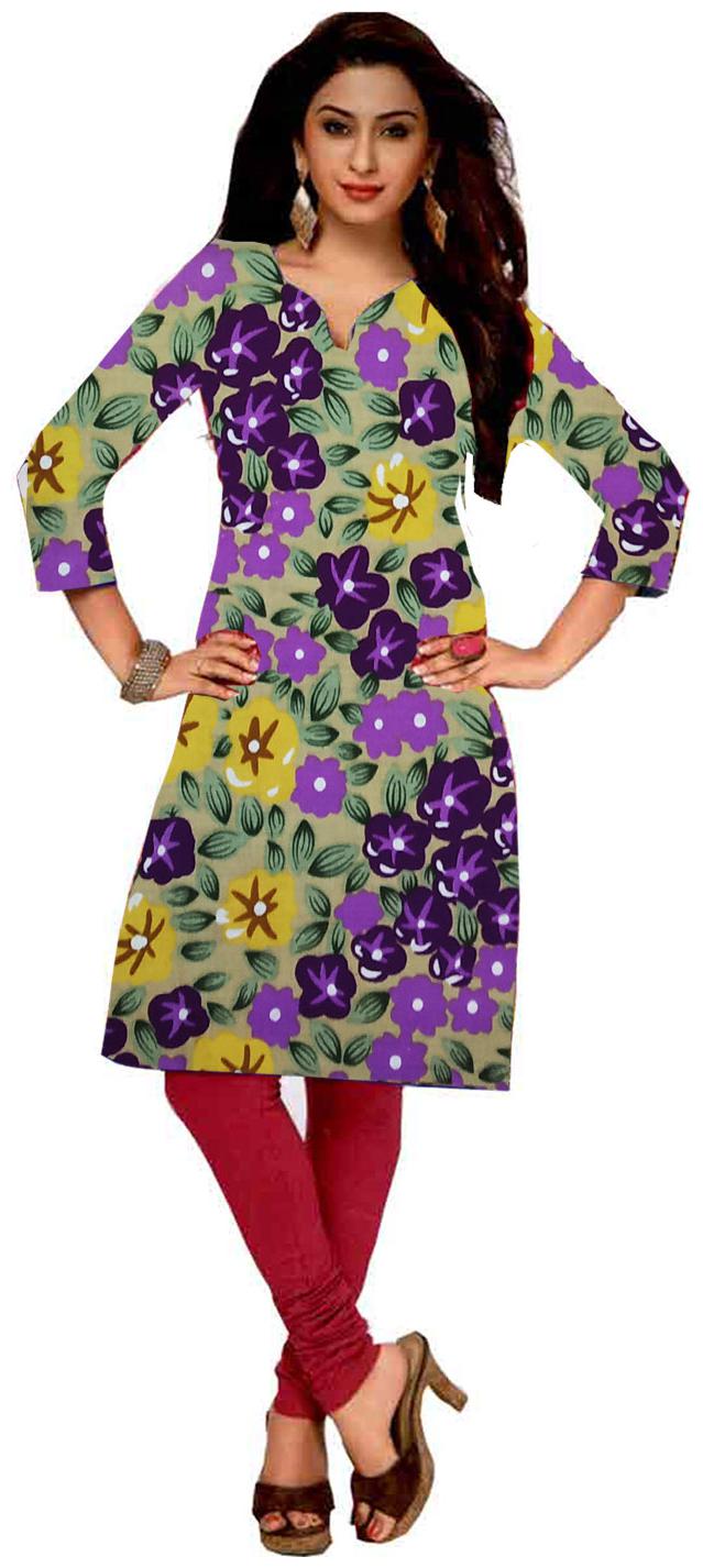 

GreenViji Womens Girls Multicolor Cotton Printed Straight UnStiched Kutri Top Dress Material