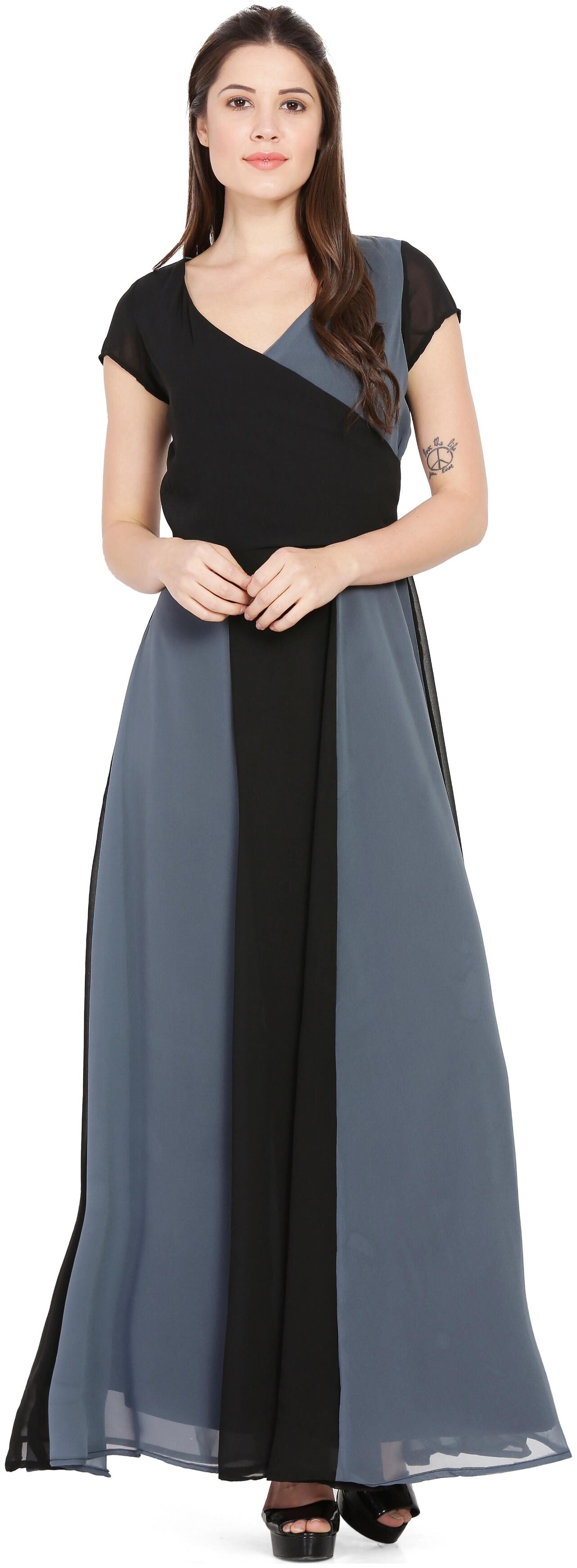 

Grey and Black Overlap Cap sleeve