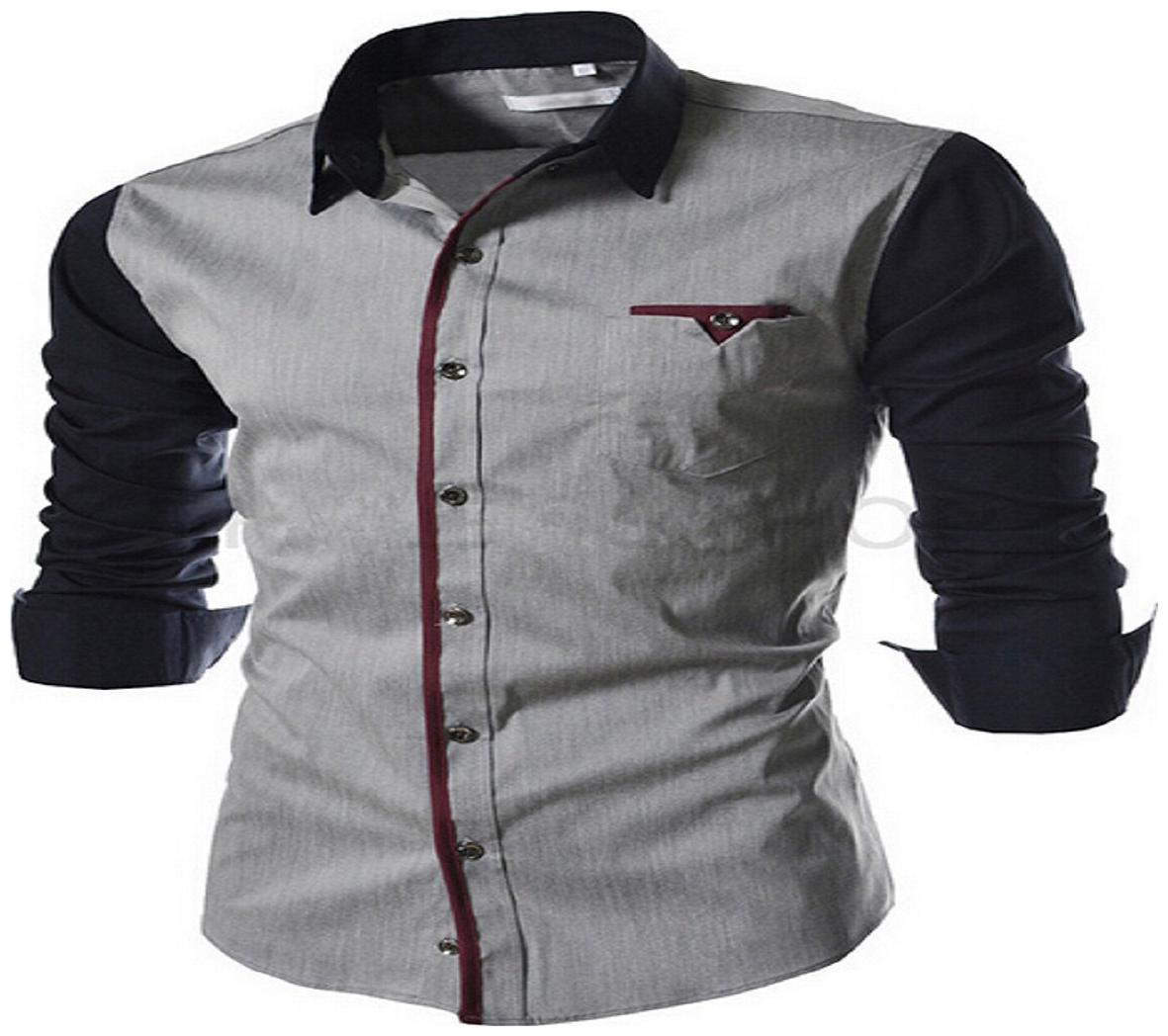 

UD FABRIC Men Grey Colorblocked Slim Fit Casual Shirt