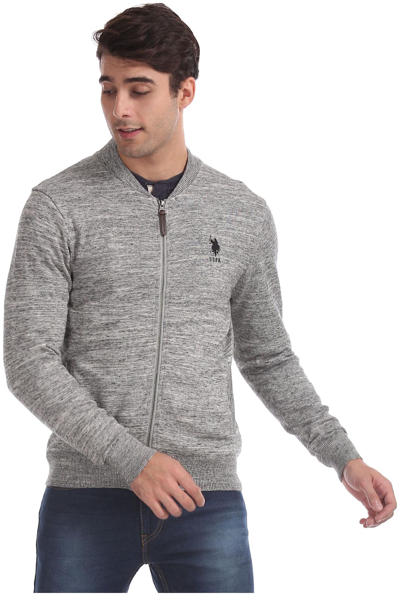 

U S Polo Assn Men Grey Round neck Cardigan