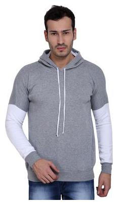 

CROWNKART Men Grey Hooded Hoodie