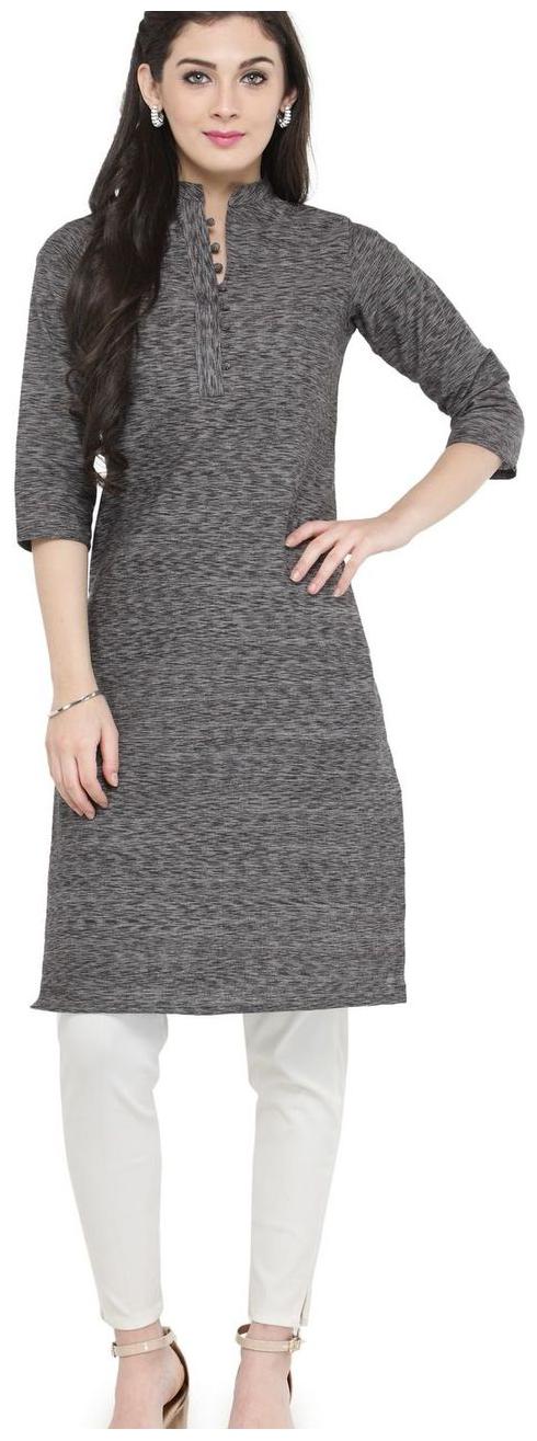 

Enchanted Drapes Women Grey Solid Straight Kurta