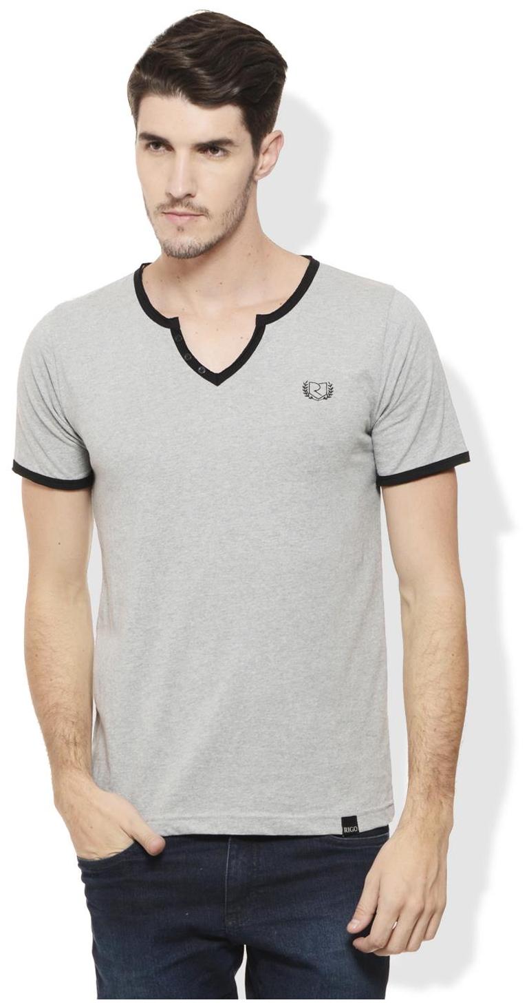 

Rigo Men Grey Slim fit Cotton Scoop neck T-Shirt - Pack Of 1