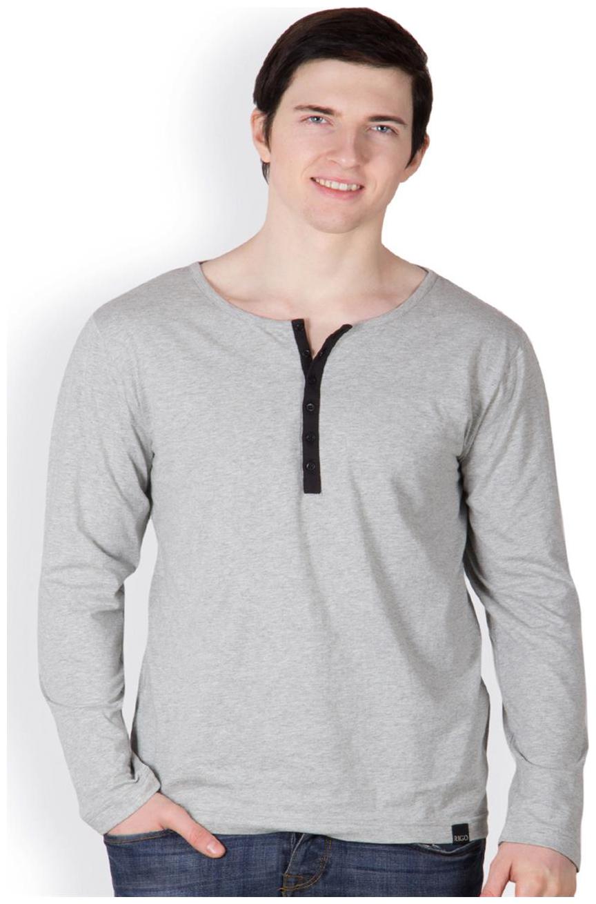 

Rigo Men Grey Regular fit Cotton Henley neck T-Shirt - Pack Of 1