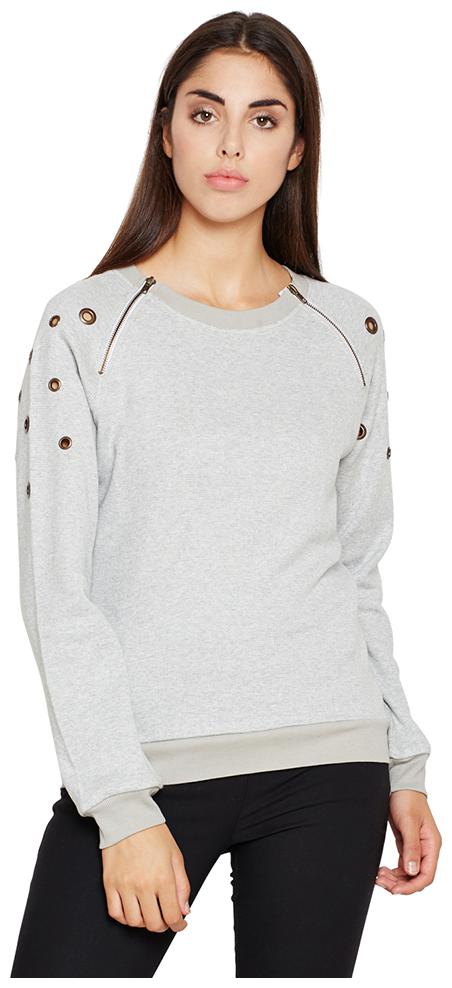 

OXOLLOXO Women Solid Sweatshirt - Grey