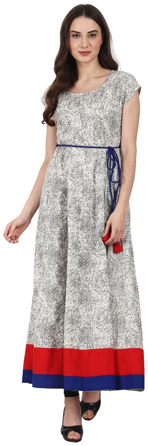 

Nayo Grey Printed 3 4 Sleeve Anarkali Kurta