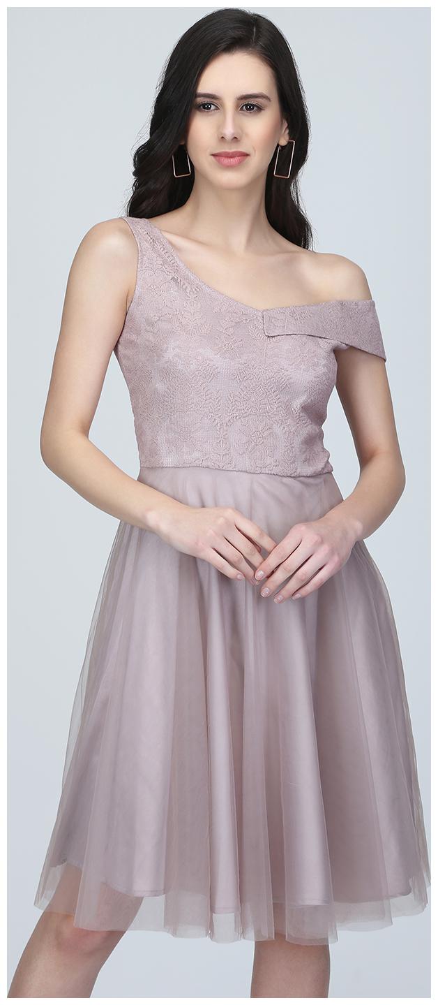 

EAVAN Grey Self design Fit flare dress