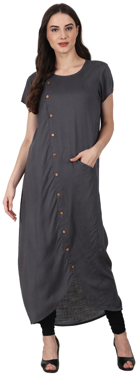 

Nayo Women Grey Solid Regular Kurta